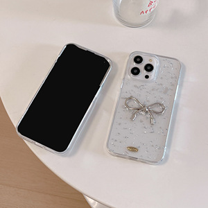 Sang Trọng 3D Bạc Bowknot Rõ Ràng Trường Hợp Điện Thoại Cho Iphone 16 15 14 13 12 11 Pro Max Đáng Yêu Cô Gái Bling Trong Suốt Dễ Thương Mềm Bìa - Product Image 6