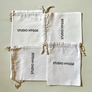 Manufacturers Direct Reusable Beige Color Cotton Dust <b>Pouch</b> Custom Eco Cotton <b>Drawstring</b> <b>Pouch</b> with Logo Printing - Product Image 3