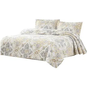 Custom Home Textiel Beddengoed Quiltset Pin Sonische Sprei Microfiber 100% Polyester Ultrasoon Dekbed Met Deken