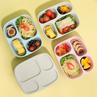 Offre spéciale, boîte à lunch Bento portable personnalisée pour enfants, stockage des aliments en silicone à 4 compartiments, qualité micro-ondable pour adultes