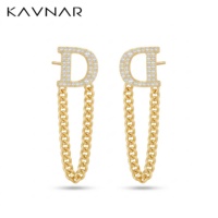 Boucles d'oreilles pendantes pour femmes en laiton plaqué or 14K avec lettre D en zircon cubique, hypoallergéniques, pour fêtes, vente en gros, OEM, personnalisables