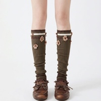 Jambières mi-mollet rétro en tricot de coton mélangé, style preppy, ultra respirantes et épaisses pour femme - Collection Hiver 2026