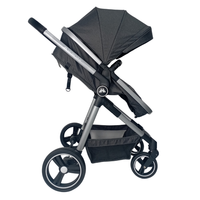 Poussette Bébé Espagnole de Meilleure Qualité 2-en-1 Pliage Ultra Compact Poignée à Levier Unique Harnais avec Barre Amovible Grise
