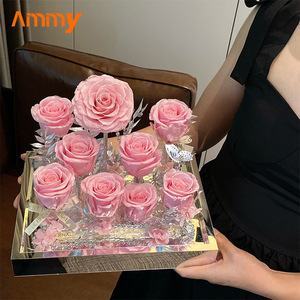 AM-PFE80 Ammy กล่องดอกกุหลาบนิรันดร์ในสวนดอกไม้อมตะตลอดไปในงานแต่งงานดอกกุหลาบที่เก็บรักษาไว้ในกล่องอะคริลิค - Product Image 4