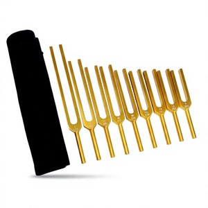 Juego Profesional de 9 Diapasones de Solfeggio en Tono Dorado con Martillo y Paño de Limpieza, Ideal para Meditación, Relajación y Yoga - Product Image 3