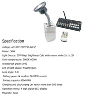 Mini Luces DMX Inalámbricas de 30W con Control Remoto, Luces LED para Eventos, Mini Luces Pin Spot