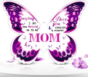 Butterfly Acrylic Rectangle Plaque UV Printing Crystal Keepsake Custom Logo Modern Floral Ornament <b>Gift</b> for Mother's Day - Product Image 6