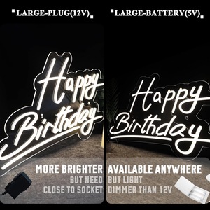 Letrero Luminoso de Neón Personalizable con la Frase 'Feliz Cumpleaños', Alimentado por USB, Decoración de Pared con Brillo Ajustable para Fiestas de Cumpleaños y Publicidad - Product Image 5