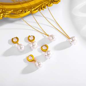 פטינגה אמריקה חוצה גבולות אופנה רטרו אור יוקרה חומר נירוסטה חומר נירוסטה נשים בצורת טיפה יהלומים פנינים - Product Image 3