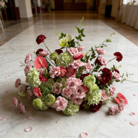 Bouquet de fleurs sauvages colorées et vibrantes, arrangement floral artificiel pour allée de mariage, décoration de chariot de dessert