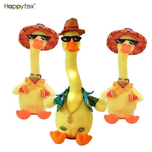 wholesale singing tik tok electric talking plush funny space dancing duck toy mexicain yellow talking duck dancing duck