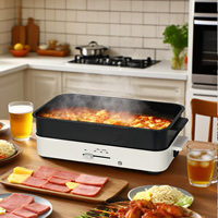 Casserole Électrique Détachable 2-en-1 avec Gril 5L 1500W, Appareil de Cuisson Intérieur Multifonctionnel pour BBQ, Shabu Shabu, Cuisson à la Vapeur et Ébullition Domestique