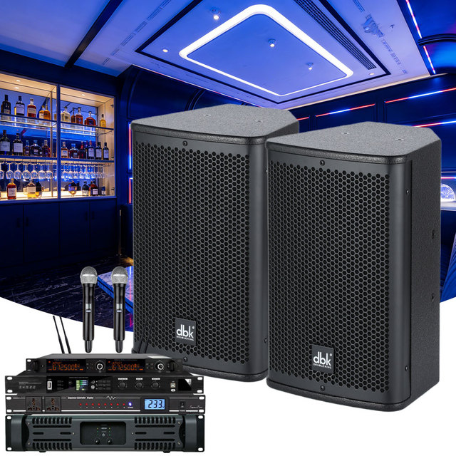 Professional 8 Inch 2 Way Full Range Speaker System with Amplifier Microphone Small Audio Sound Equipment for KTV Studio Party