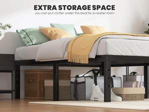 Xingyuan 14-дюймовый металлический каркас кровати на платформе, большой размер, легкая сборка, каркас для кровати размера «Queen-Size» - Product Image 4