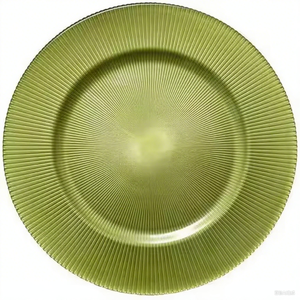 Vaisselle ronde vintage verte de 13 pouces assiettes de présentation pour décorations de table de banquet de mariage et d'événement vente en gros - Product Image 1
