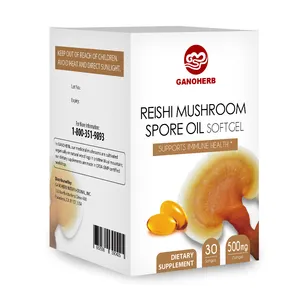 Usine de chine Lingzhi mur cellulaire cassé reishi champignon poudre huile ganoderma spore capsule avec certificat gmp