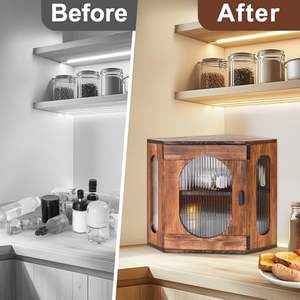 กล่องใส่ขนมปังไม้ 2 <span class=keywords><strong>ชั้น</strong></span> กล่องเก็บขนมปังขนาดใหญ่ สไตล์ฟาร์มเฮาส์ พร้อมชั้นวางและหน้าต่างอะคริลิกสำหรับขนมปังโฮมเมด - Product Image 5