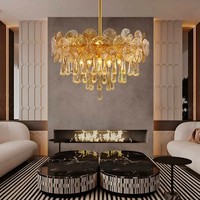 Lustre de plafond en lotus moderne pour salon, lustre américain de luxe en cristal pour chambre à coucher et restaurant, lampe suspendue pour la décoration intérieure