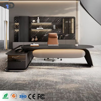 Bureau de direction en forme de L, moderne, durable, de luxe léger, avec rangement latéral, grand espace de travail, table de bureau pour PDG