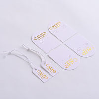 Étiquettes personnalisées pour bijoux avec logo en feuille d'or, petites étiquettes volantes avec cordon, cartes de prix pour boucles d'oreilles et bijoux avec logo personnalisé