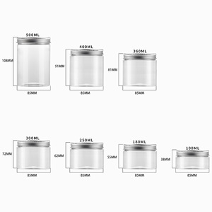 Pot de stockage transparent pour animaux de compagnie, large ouverture, diamètre 85 mm, couvercle en métal, récipient alimentaire, forme cylindrique, hauteur 91 mm - Product Image 4