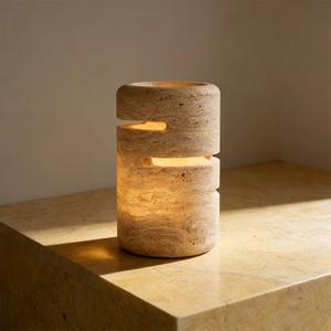 Produit phare Décoration d'intérieur de luxe Lumière d'ambiance beige Travertin Marbre blanc Pierre de grotte Lampe de table Veilleuse - Product Image 6