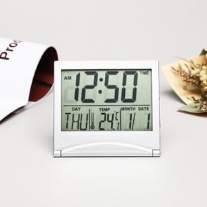Khuyến Mại Nhỏ Gọn Trọng Lượng Nhẹ Bảng Kỹ Thuật Số Đồng Hồ Báo Thức Báo Thức Báo Động 12/24H Lịch Nhiệt Độ Gấp Đồng Hồ Bàn - Product Image 2