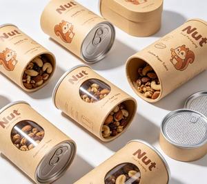 Custom Recyclable Craft Paper Tube Nut Packaging with Visual <b>Window</b> Moisture Proof Food Grade Cylinder for Snacks - Product Image 5