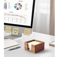 Porte-notes adhésifs en bois d'acacia personnalisé, distributeur de notes Post-it pour bureau, organisateur de notes adhésives 3x3, porte-bloc-notes