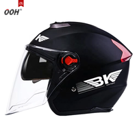 Casque de moto ouvert certifié OOH DOT anti-buée avec protection solaire, taille XL, à dégagement rapide, toutes saisons, en ABS, avec nouveau haut-parleur, noir