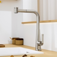 Robinet de cuisine gris anthracite extractible, flexible, céramique, eau chaude/froide, pour évier, design moderne et épuré, usage hôtelier, en alliage de zinc, à poser sur comptoir