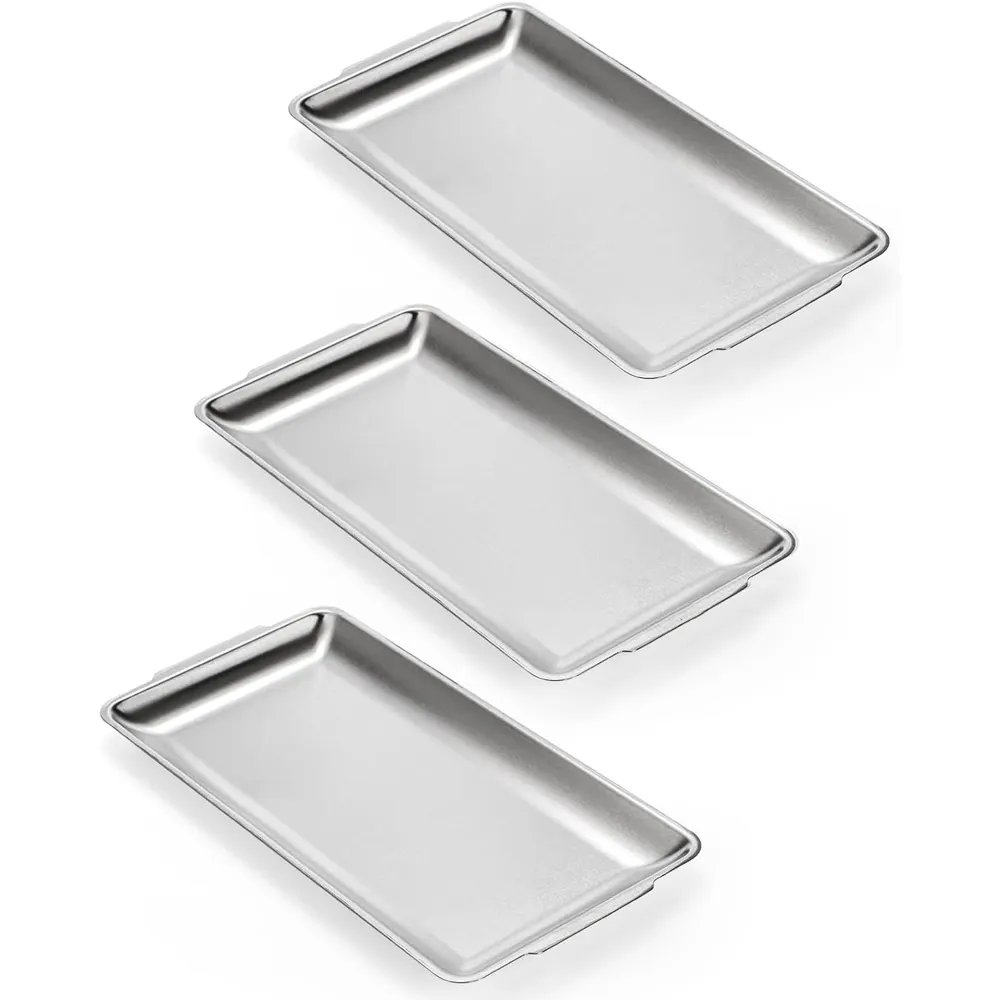 BBQ Rectangle Dinnerware Stainless Steel Dinner Plate Korean Meat Barbecue Serving Platters Tray