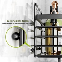 Étagère de salle de bain à 3 niveaux en acier au carbone, support mural à ventouse, rangement polyvalent sans perçage, minimaliste et moderne
