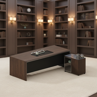 LIWEI Bureau de direction moderne en panneau de bois avec passe-câbles intégré, de luxe haut de gamme, pour PDG, avec chargeur sans fil, mobilier