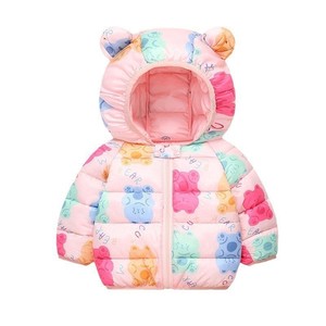 Chaqueta de algodón para niños y niñas de nuevo estilo para niños pequeños, abrigo de oreja cálido con capucha ligero para invierno para niños y bebés - Product Image 3