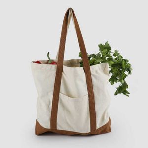 Custom with Silk Screen Printing Logo Blank Plain Pocket and Zipper Shoulder Handle <b>Extra</b> <b>Large</b> Shopping Cotton Canvas Tote <b>Bags</b> - Product Image 5