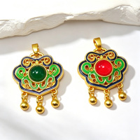 Pendentifs porte-bonheur style ethnique Nuage Auspicieux Ruyi, clochettes, pompons, émail, filigrane ajouré pour la création de colliers et bijoux DIY