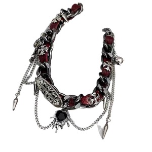 للبيع بالجملة قلادة عنق قوطية عتيقة بحبل جلد أسود للنساء رباط عنق عصري بمادة سبائك الزنك - Product Image 6