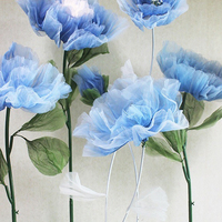 Flor Gigante de Organza de Seda para Escenario de Boda, Soporte Automático, Elegante, Moderna, Romántica, Novedad para Decoración