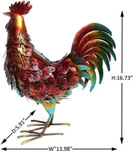 Oniya-luces solares de Metal para decoración de jardín, escultura artística de Metal con forma de <span class=keywords><strong>gallo</strong></span>, decoración de pollo, Color al aire libre - Product Image 2