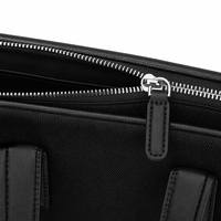 Maletín de Negocios de Gran Capacidad, Impermeable, de Nailon y Cuero Genuino, con Doble Compartimento, para Hombre, para Viajes y Portátil