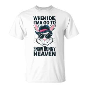 T-shirt Snow Bunny Heaven blanc pour hommes, t-shirt graphique décontracté - Product Image 1