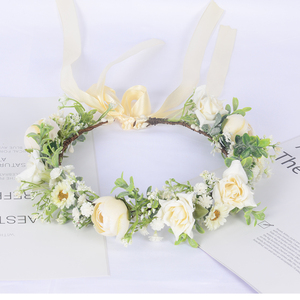 Nueva Diadema Redonda con Tiara de Flores Estilo Princesa Hada para Mujer, Accesorios para el Cabello de Novia Ajustables, Coronas de Tela y Plástico - Product Image 4