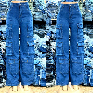 Pantalones de mezclilla casuales de pierna ancha estilo boyfriend para mujer al por mayor YQ - Product Image 1