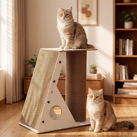 Griffoir et lit combinés en forme de L en carton durable pour chat, blanc, vertical, pour animaleries et maisons
