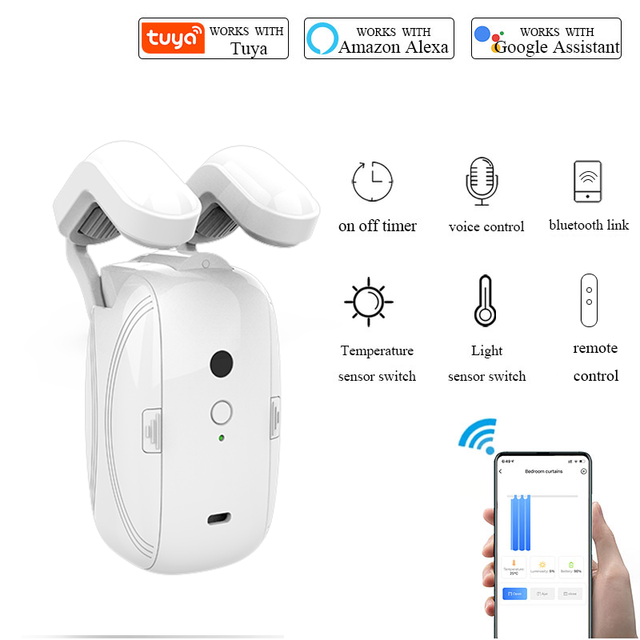 LEDEAST RMCT3IN1 Tuya Smart Home System Curtain Switch Robot with Voice Remote Control Smart Switch Curtain Opener for Curtrol