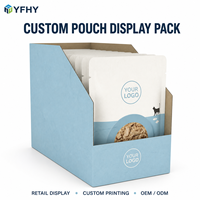 Sachets personnalisés imprimés avec boîte de présentation sur comptoir, emballages de vente au détail avec logo pour aliments et friandises pour animaux de compagnie