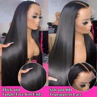 Perruque frontale en dentelle HD 13x6 en cheveux humains, cheveux indiens bruts alignés sur les cuticules, prête à porter sans colle, pour femmes noires