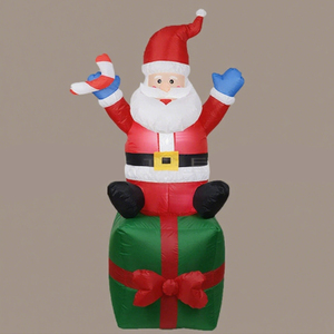 Figura Inflable Luminosa <span class=keywords><strong>de</strong></span> Papá Noel con LED <span class=keywords><strong>de</strong></span> 1.8 Metros, Modelo <span class=keywords><strong>de</strong></span> <span class=keywords><strong>Navidad</strong></span> Sentado en Árbol Navideño con Bolsa <span class=keywords><strong>de</strong></span> Regalo <span class=keywords><strong>de</strong></span> Bienvenida y Bastón - Product Image 2