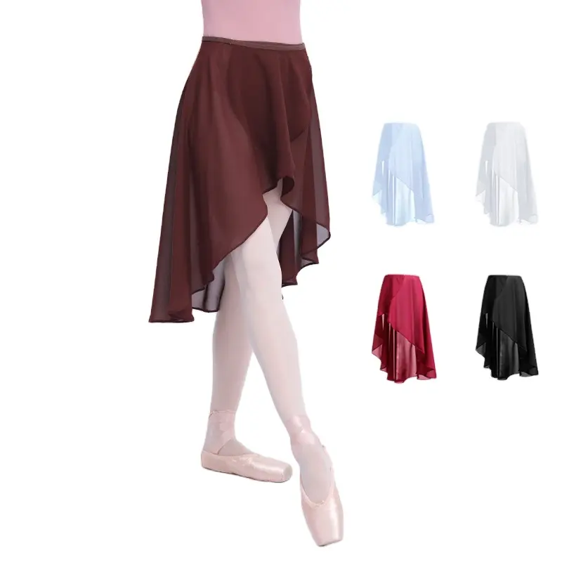 Ballet Skirt Women Adult Long Wrap Chiffon Skirt Ballet Tutu Skate Skirt Adjustable Buckles Ballerina Dance Wear